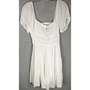 White Smocked Tiered Mini Skort Dress - Size Small Island vacation, resort